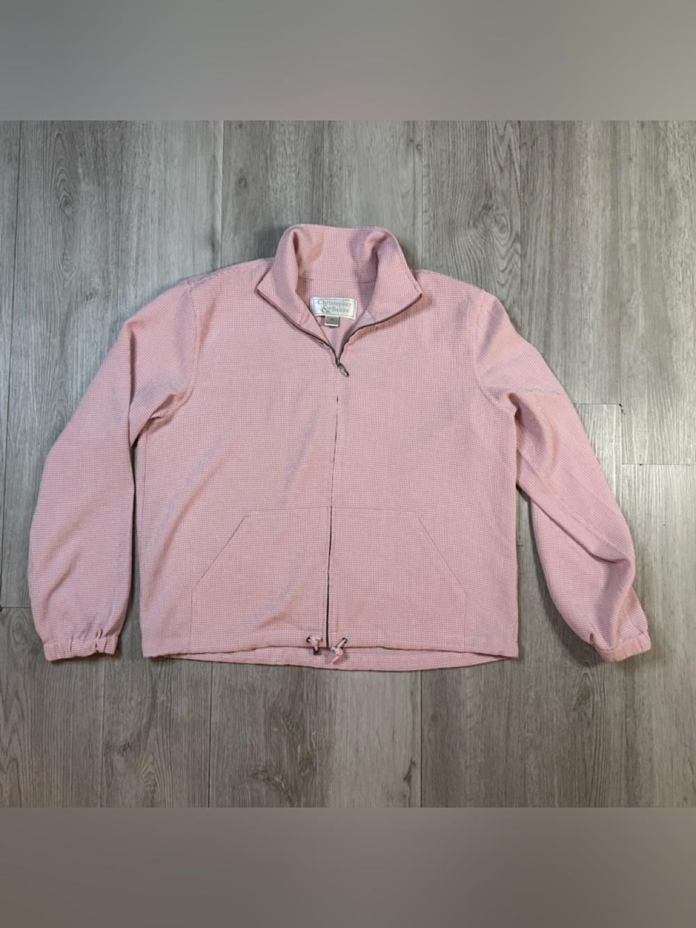 Christopher & Banks Pink Check Full Zip Lightweight Jacket Pockets Long Sleeve M